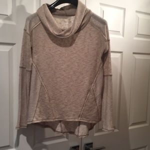 Cowl neck high-low beige sweater